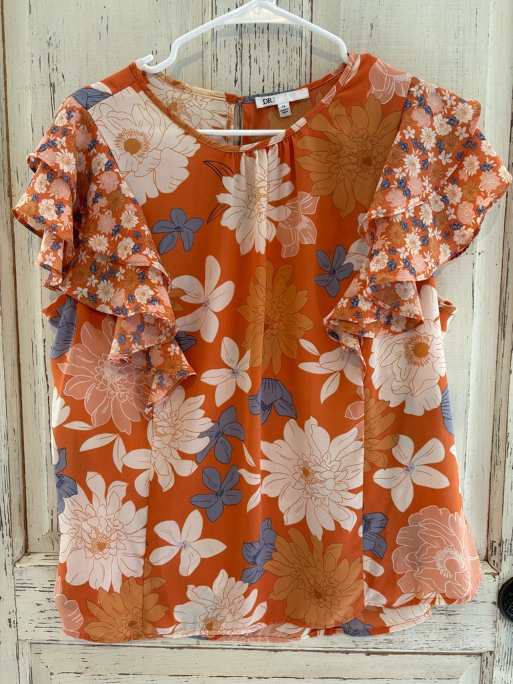 DR2 Floral Ruffle Sleeve Blouse - Picture 3 of 7